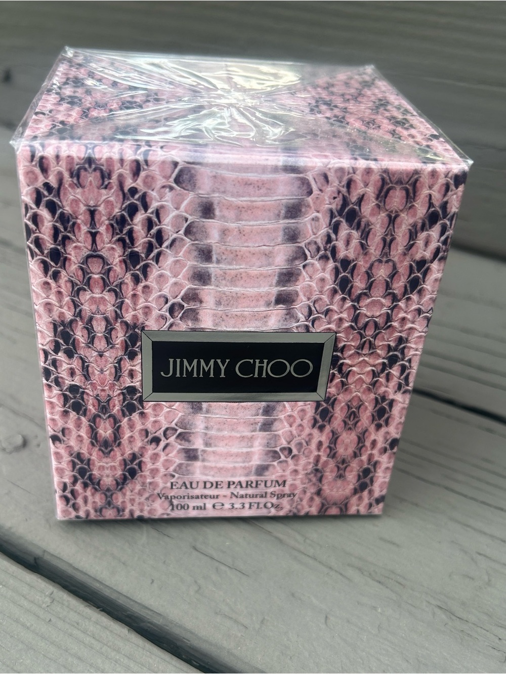 Jimmy Choo Eau De Parfum 3.3 Fl.Oz. Pink Snakeskin-Patterned Fragrance Box